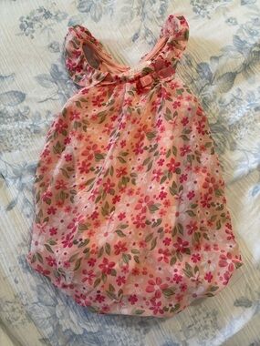 Pink Floral Bubble Bodysuit with Ruffle Straps